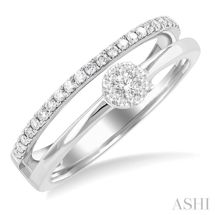 1/4 Ctw Double Row Lovebright Round Cut Diamond Ladies Ring in 10K White Gold
