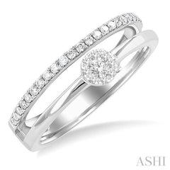 1/4 Ctw Double Row Lovebright Round Cut Diamond Ladies Ring in 10K White Gold