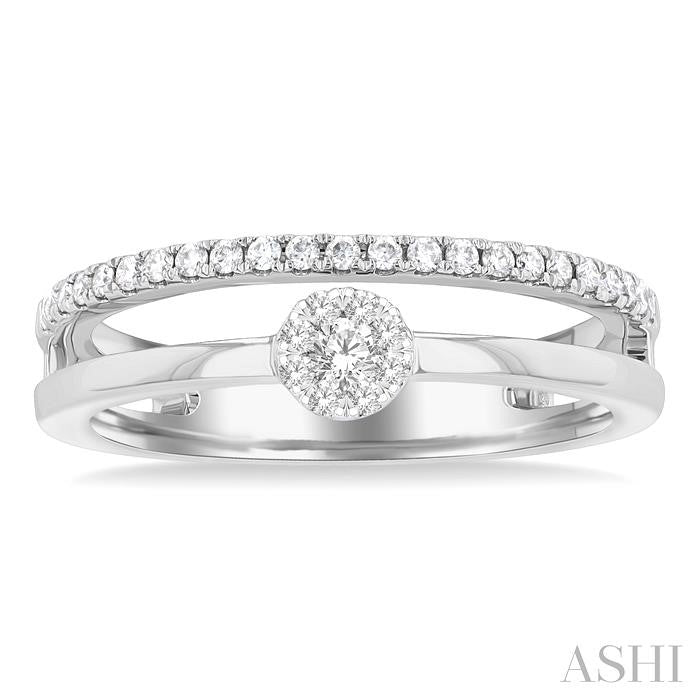 1/4 Ctw Double Row Lovebright Round Cut Diamond Ladies Ring in 10K White Gold