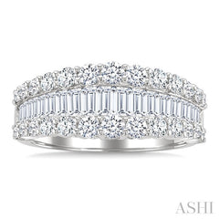 1 5/8 Ctw Baguette and Round Cut Diamond Fashion Band in 14K White Gold