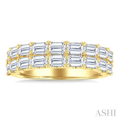 2 1/10 Ctw Twin Row Emerald Cut Diamond Fashion Band in 14K Yellow Gold