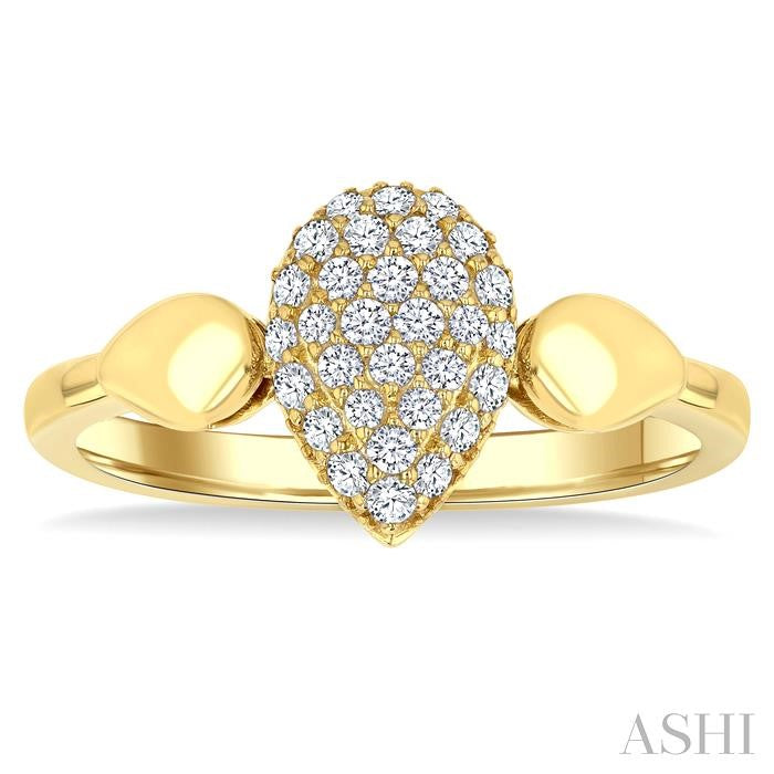 1/4 Ctw Pear Shape Pave Set Round Cut Diamond Ring in 10K Yellow Gold