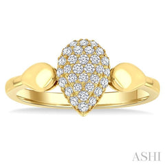 1/4 Ctw Pear Shape Pave Set Round Cut Diamond Ring in 10K Yellow Gold