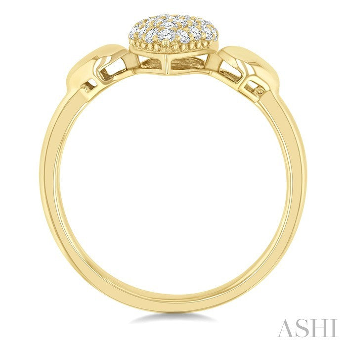 1/4 Ctw Pear Shape Pave Set Round Cut Diamond Ring in 10K Yellow Gold