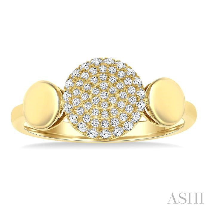 1/4 Ctw Circular Mount Pave Set Round Cut Diamond Ring in 10K Yellow Gold