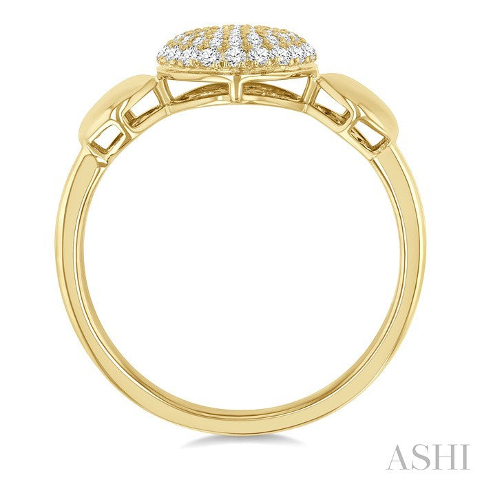 1/4 Ctw Circular Mount Pave Set Round Cut Diamond Ring in 10K Yellow Gold