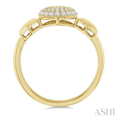 1/4 Ctw Circular Mount Pave Set Round Cut Diamond Ring in 10K Yellow Gold