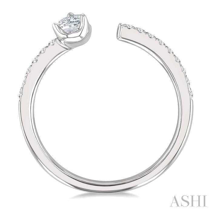 3/8 Ctw Pear and Round Cut Diamond Fashion Open Ring in 14K White Gold