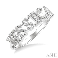 1/4 Ctw 'JESSICA' Block Name Round Cut Diamond Ring in 10K White Gold