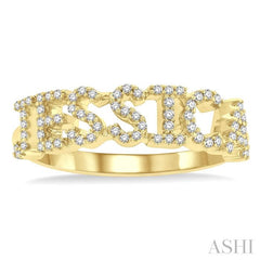 1/4 Ctw 'JESSICA' Block Name Round Cut Diamond Ring in 10K Yellow Gold