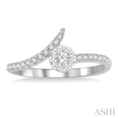 1/4 Ctw Open-End Circular Mount Lovebright Round Cut Diamond Ladies Ring in 14K White Gold
