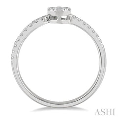 1/4 Ctw Open-End Circular Mount Lovebright Round Cut Diamond Ladies Ring in 14K White Gold