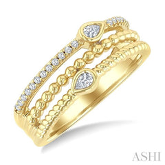 1/5 Ctw Split Three Row Pear and Round Cut Diamond Fashion Band in 10K Yellow Gold