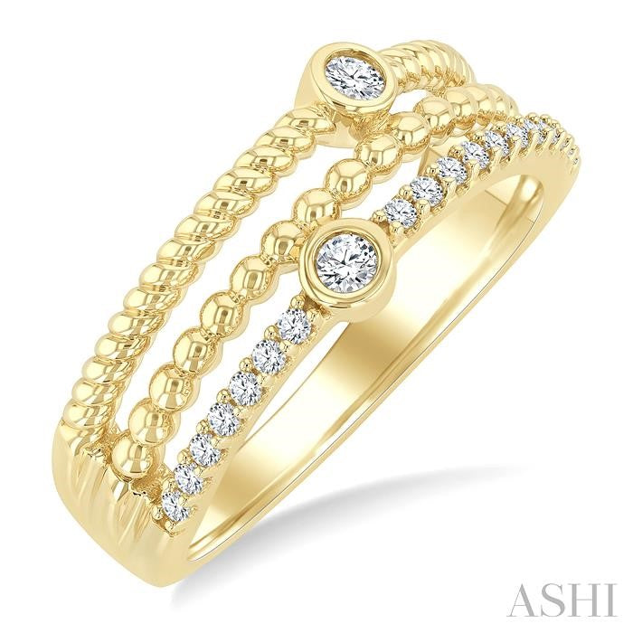 1/5 Ctw Triple Row Round Cut Diamond Fashion Band in 10K Yellow Gold