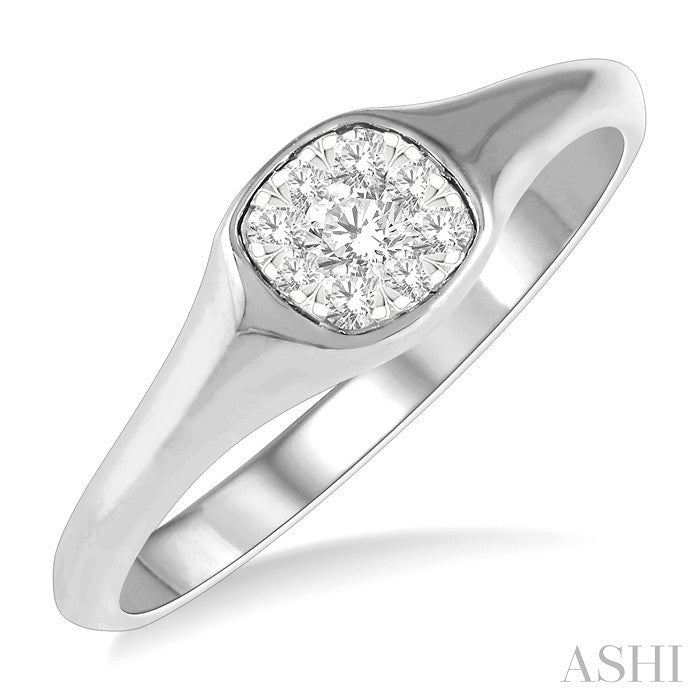 1/4 Ctw Cushion Shape Lovebright Diamond Ring in 14K White Gold