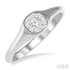 1/4 Ctw Cushion Shape Lovebright Diamond Ring in 14K White Gold