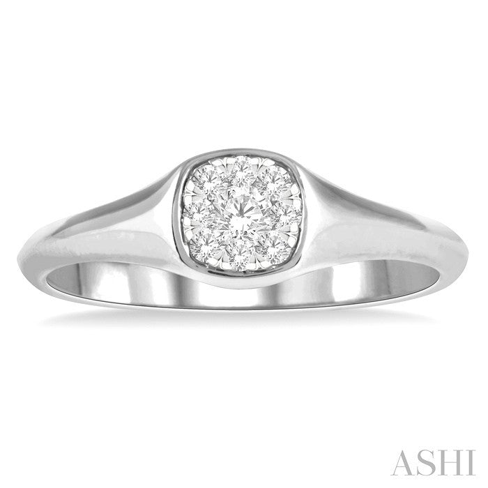 1/4 Ctw Cushion Shape Lovebright Diamond Ring in 14K White Gold