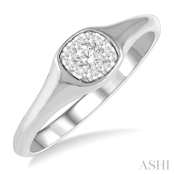 1/6 Ctw Cushion Shape Lovebright Diamond Ring in 14K White Gold