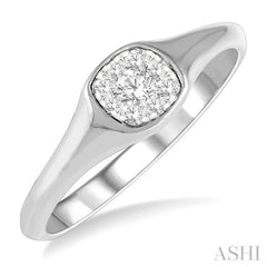 1/6 Ctw Cushion Shape Lovebright Diamond Ring in 14K White Gold