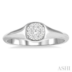 1/6 Ctw Cushion Shape Lovebright Diamond Ring in 14K White Gold