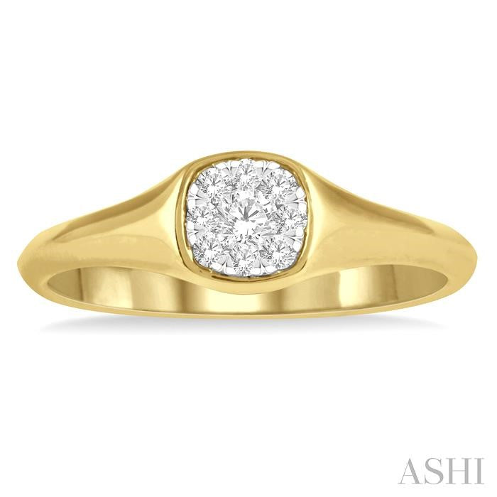 1/6 Ctw Cushion Shape Lovebright Diamond Ring in 14K Yellow and White Gold
