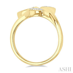 3/8 Ctw Lovebright Bypass Mixed Shape Mount Round Cut Diamond Fashion Ring in 10K Yellow and White Gold