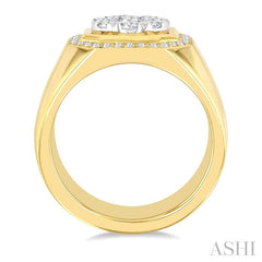 1 3/8 Ctw Octagonal Shape Lovebright Round Cut Diamond Men's Ring in 14K Yellow and White Gold