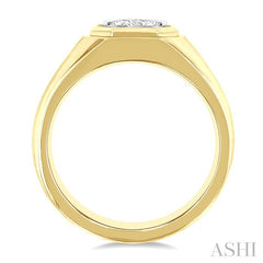 1/2 Ctw Octagonal Shape Lovebright Round Cut Diamond Men's Ring in 14K Yellow and White Gold