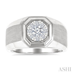 1/2 Ctw Octagonal Shape Lovebright Round Cut Diamond Men's Ring in 10K White Gold