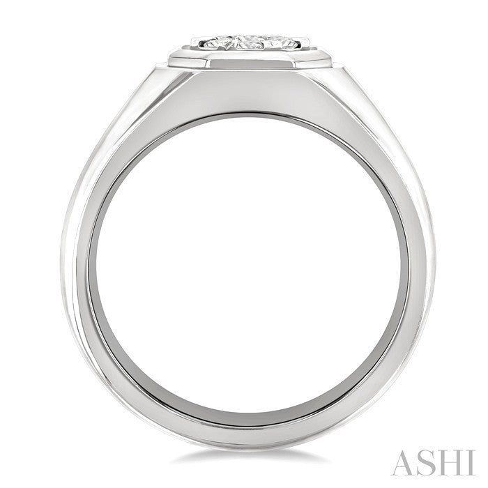 1/2 Ctw Octagonal Shape Lovebright Round Cut Diamond Men's Ring in 10K White Gold