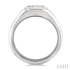 1/2 Ctw Octagonal Shape Lovebright Round Cut Diamond Men's Ring in 10K White Gold