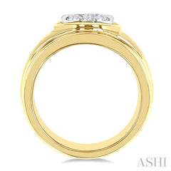 1 Ctw Circular Wide Shank Lovebright Round Cut Diamond Men's Ring in 14K Yellow and White Gold