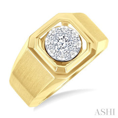 1/2 Ctw Lovebright Two-Tone Round Cut Diamond Men's Ring in 14K Yellow and White Gold