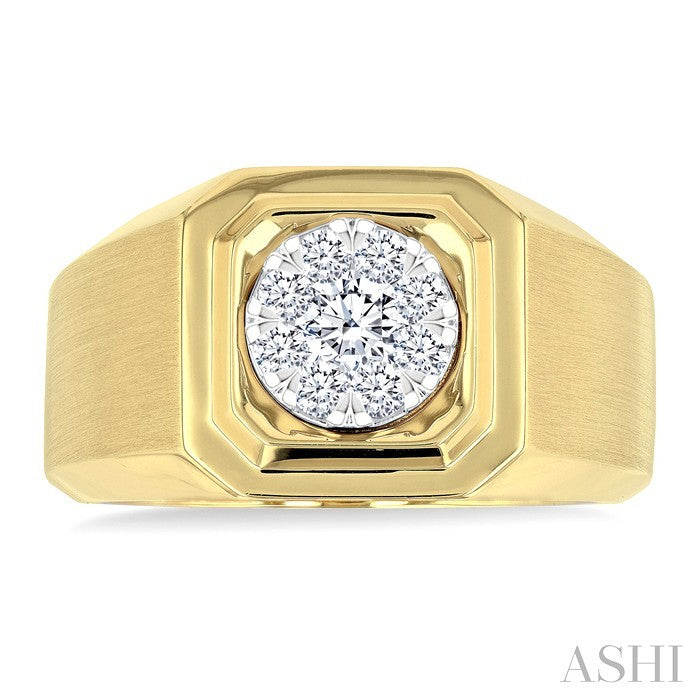1/2 Ctw Lovebright Two-Tone Round Cut Diamond Men's Ring in 14K Yellow and White Gold
