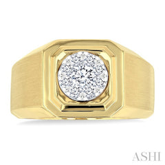 1/2 Ctw Lovebright Two-Tone Round Cut Diamond Men's Ring in 14K Yellow and White Gold