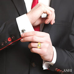 1/2 Ctw Lovebright Two-Tone Round Cut Diamond Men's Ring in 10K Yellow and White Gold