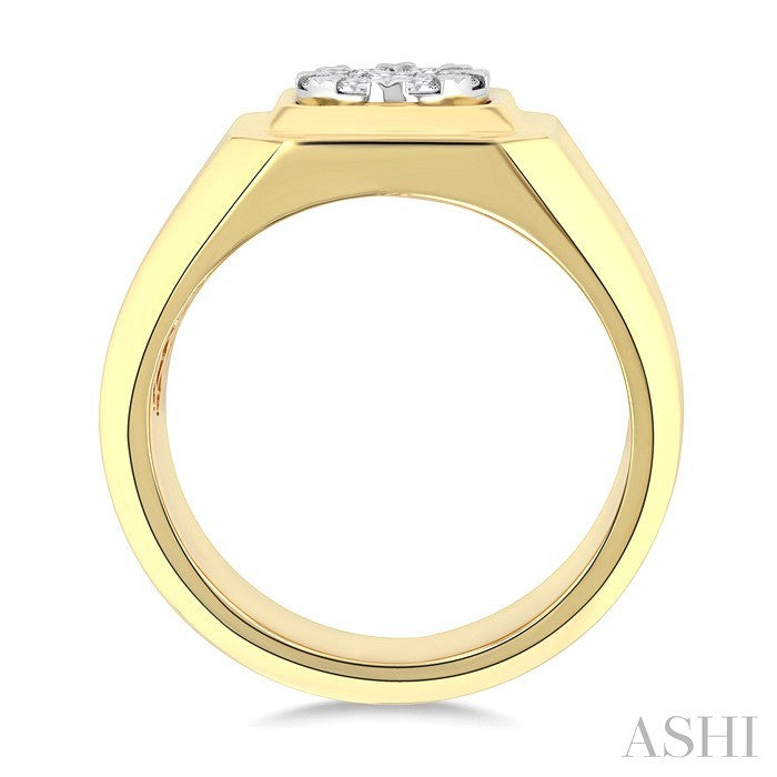 1/2 Ctw Lovebright Two-Tone Round Cut Diamond Men's Ring in 10K Yellow and White Gold