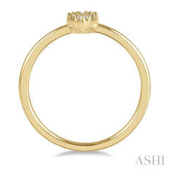 1/10 Ctw Pear Shape Mount Round Cut Diamond Petite Ring in 10K Yellow Gold