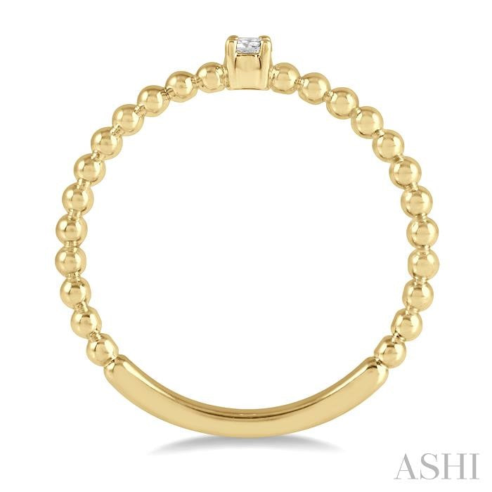 1/20 Ctw Ball Bead Shank Round Cut Diamond Petite Promise Ring in 10K Yellow Gold