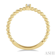 1/20 Ctw Ball Bead Shank Round Cut Diamond Petite Promise Ring in 10K Yellow Gold