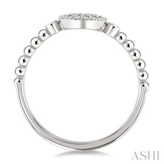 1/8 Ctw Petite Bead Shank Circular Center Round Cut Diamond Fashion Ring in 10K White Gold