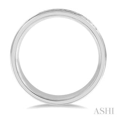 1/2 Ctw Parallel Milgrain & Niched Center Round Cut Diamond Men's Wedding Band in 14K White Gold