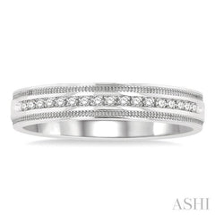 1/4 Ctw Parallel Milgrain & Niched Center Round Cut Diamond Men's Wedding Band in 14K White Gold