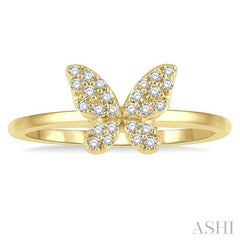 1/6 Ctw Butterfly Motif Round Cut Diamond Petite Fashion Ring in 10K Yellow Gold