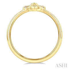 1/20 Ctw Fleur De Lis Round Cut Diamond Petite Fashion Ring in 10K Yellow Gold