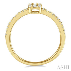 1/4 Ctw Cushion Shape Petite Baguette and Round Cut Diamond Fashion Promise Ring in 10K Yellow Gold