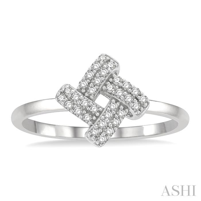 1/10 Ctw Petite Interwoven Round Cut Diamond Fashion Ring in 10K White Gold