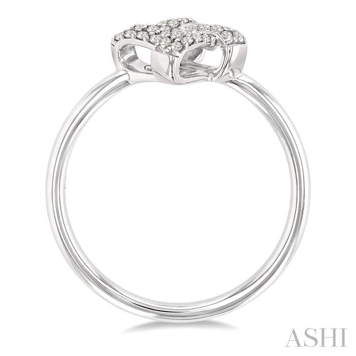 1/10 Ctw Petite Interwoven Round Cut Diamond Fashion Ring in 10K White Gold
