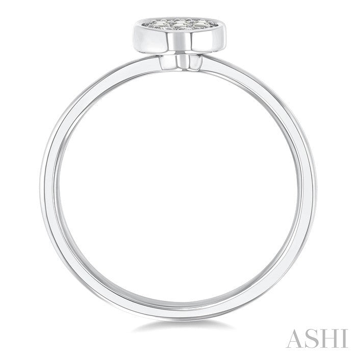 1/6 Ctw Petite Bezel Set Oval Shape Fusion Baguette and Round Cut Diamond Fashion Ring in 10K White Gold