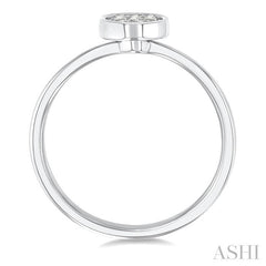 1/6 Ctw Petite Bezel Set Oval Shape Fusion Baguette and Round Cut Diamond Fashion Ring in 10K White Gold